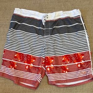 OP Board Shorts Mens XLFloral Stripe Gray Orange Surf Swim Summer Retro Y2K